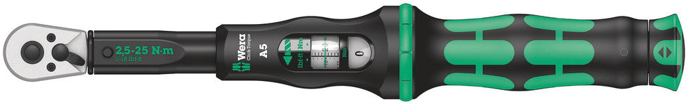 Wera click-torque a 5 draaimomentsleutel met omschakelratel (zwart groen)