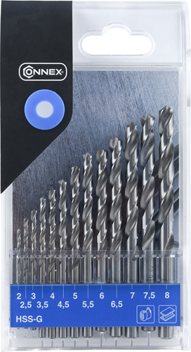 Connex set staalboren 2-8mm 13dlg blauw - cox972128