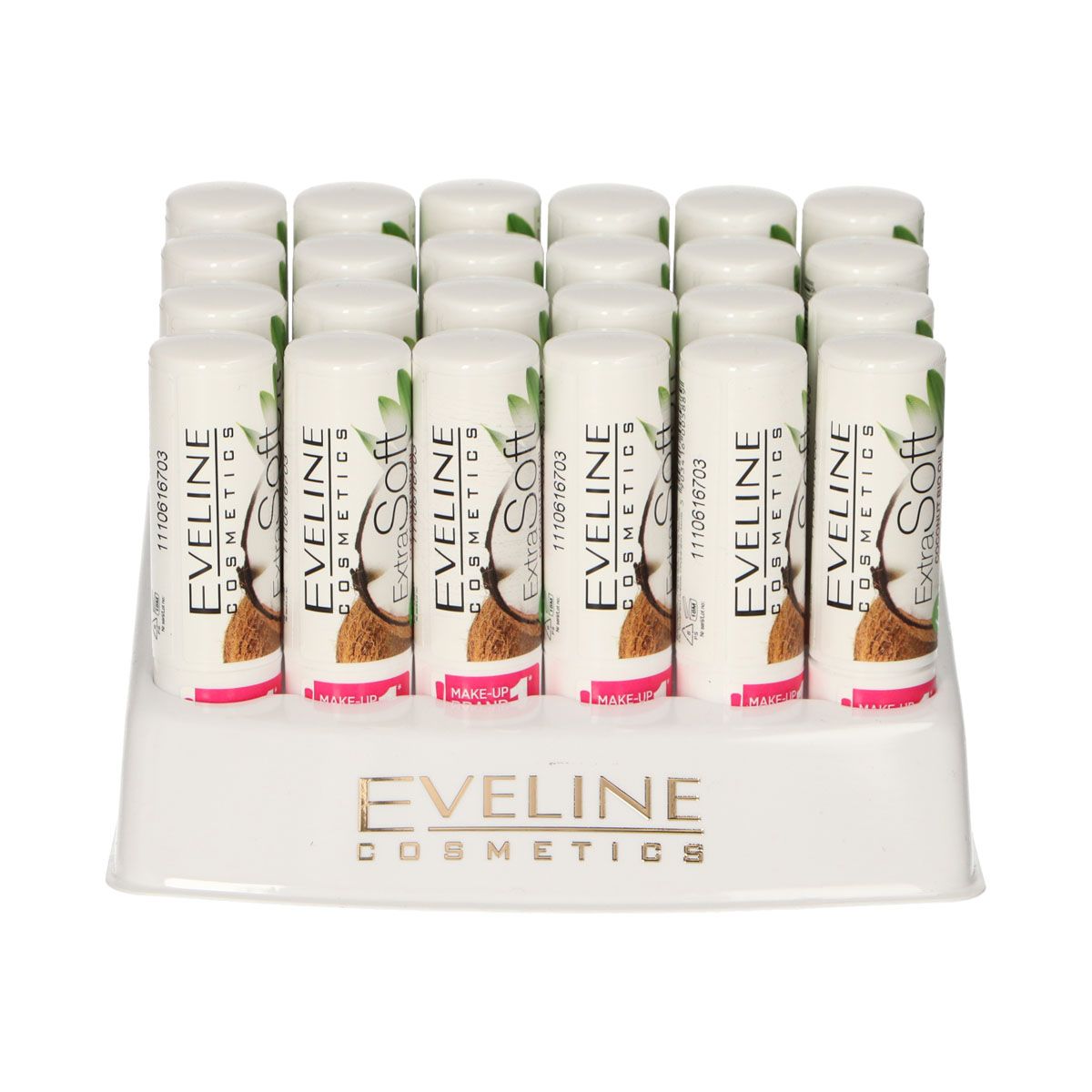 Eveline extra soft bio lip balm coconut display 24 stuks