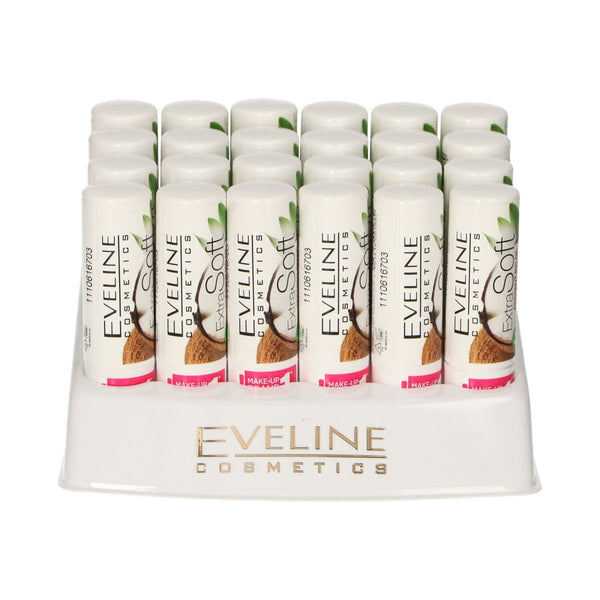 Eveline extra soft bio lip balm coconut display 24 stuks