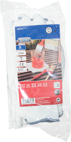Connex handschoen schilder wit 3 paar gr09 - cox938263
