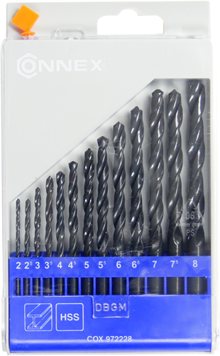 Connex set metaalboren 2-8mm 13dlg blauw - cox972228