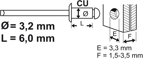 Connex klinknagel 3.2x6mm koper (50st) - coxt197306