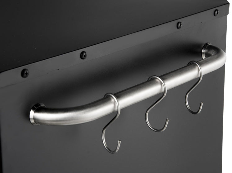 Buitentafel met uitschuifbare tafel voor pizzaoven zwart