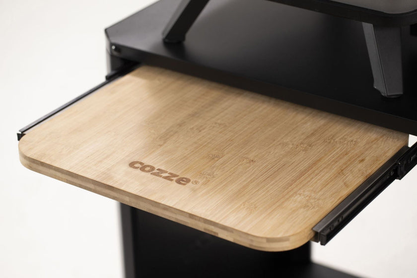 Buitentafel met uitschuifbare tafel voor pizzaoven zwart