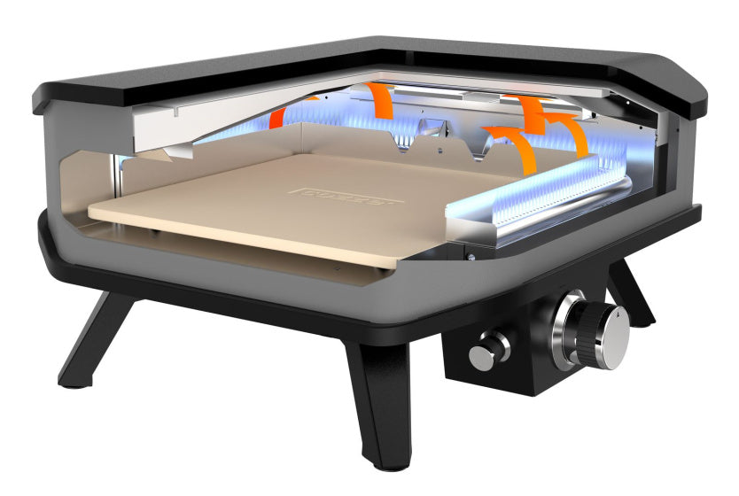 Gas pizzaoven 13'' met pizzasteen 5kW zwart grijs