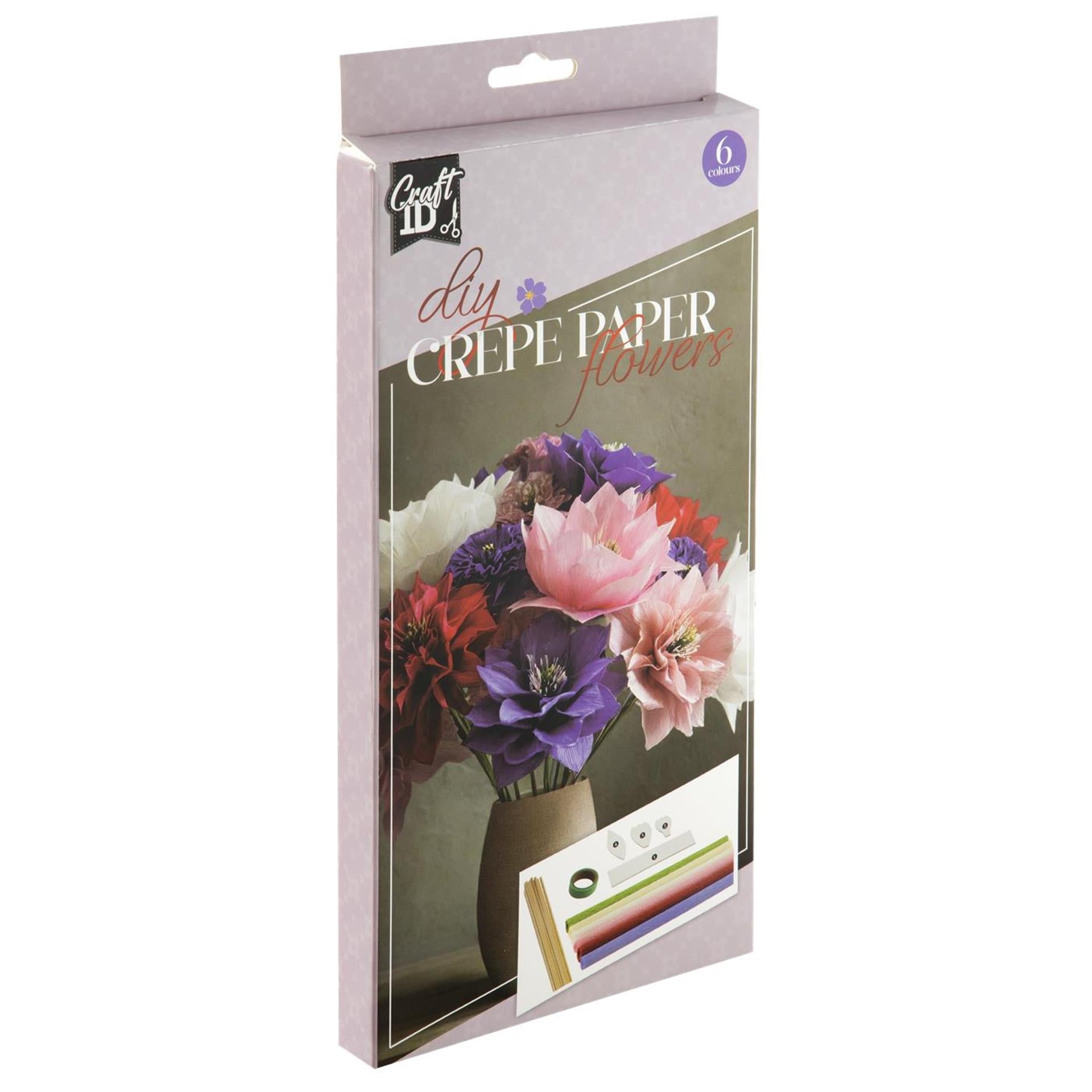Creatieve knutselgroep hobbyset crêpe bloemen maken 6 vellen 20x25 cm