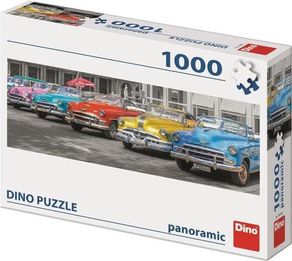 Dinotoys dino puzzel - panorama classic cars op cuba - 1000 stukjes