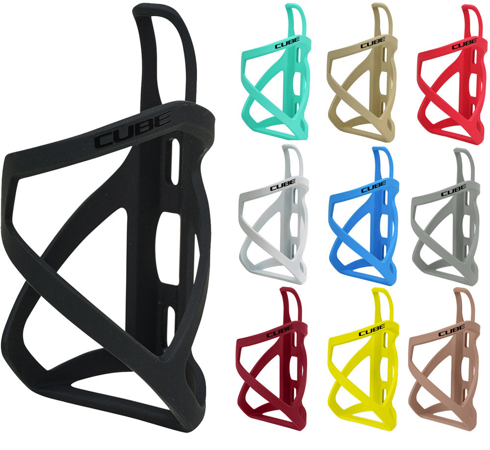 Cube hpp-sidecage bottle cage left | matt white´n´glossy black