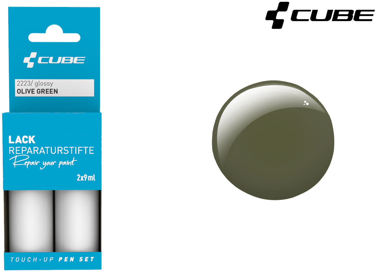 Cube touch-up pen set olive green | matt