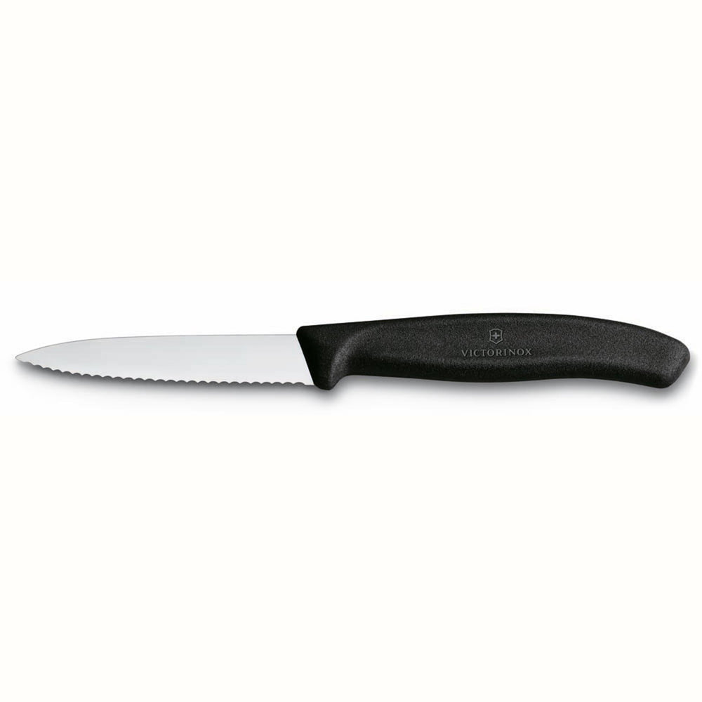 Victorinox swissclassic schilmes 8cm gekarteld lemmet zwart handvat<br>