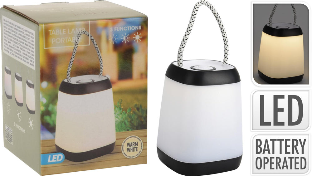 Home styling tafellamp draagbaar led zwart 9x12cm