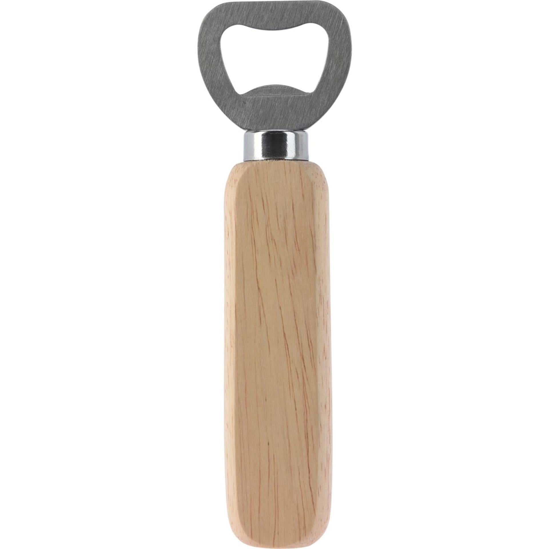 Excellent houseware flesopener rvs met eikenhouten heft
