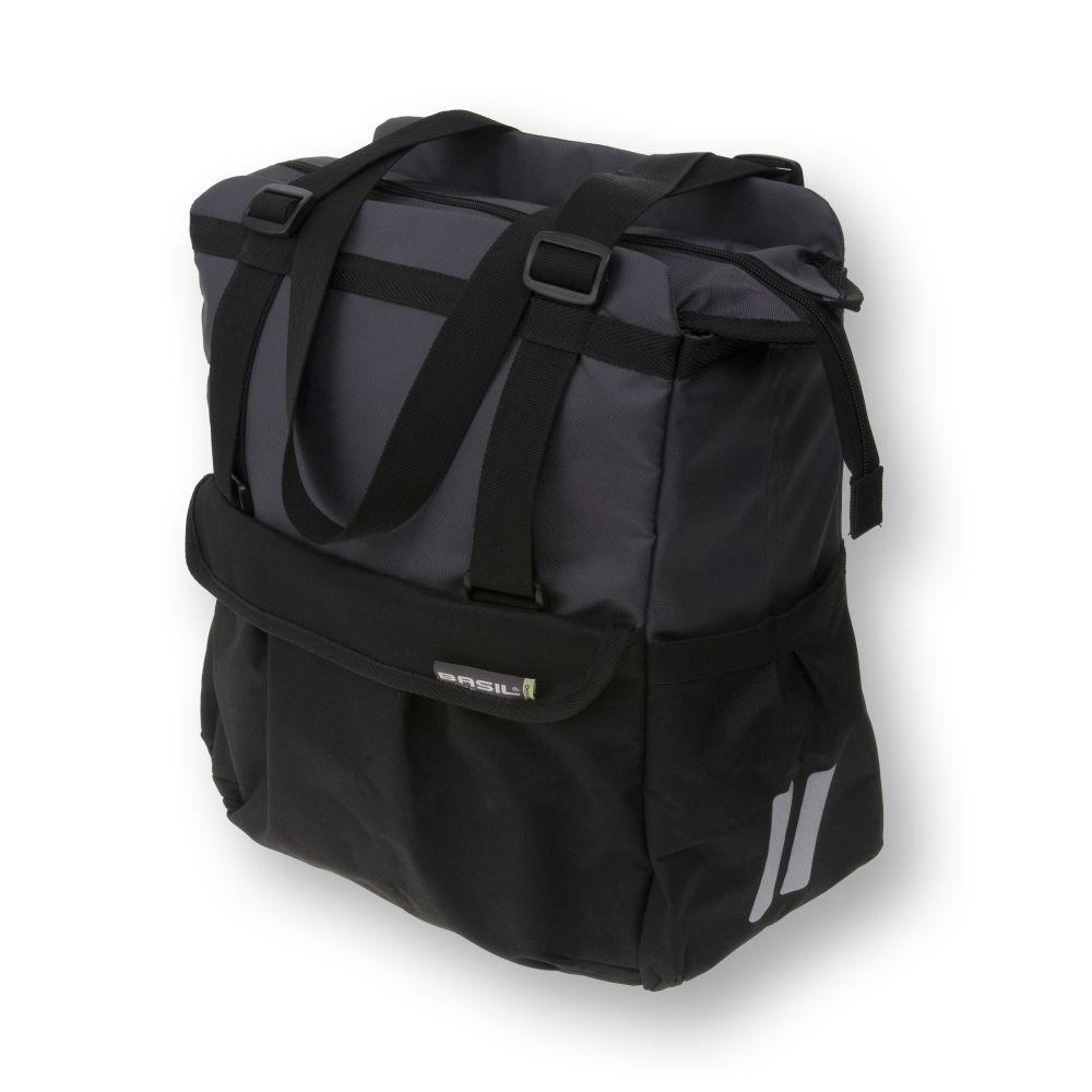 Basil Shopper XL - sportieve en trendy fietstas voor boodschappen en strand, zwart antraciet, 20L