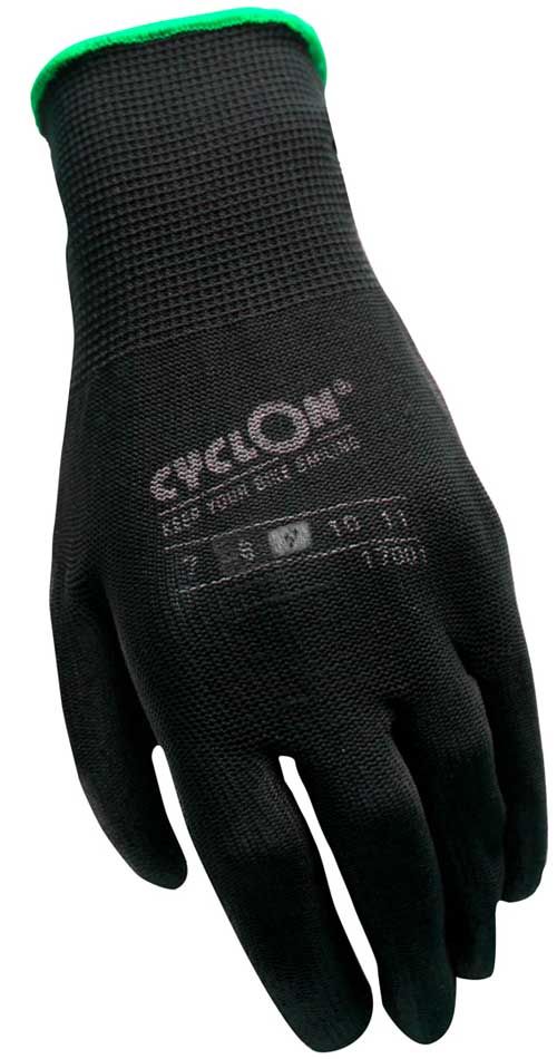 Cyclon gants d'atelier pu-flex large vert taille 9 noir