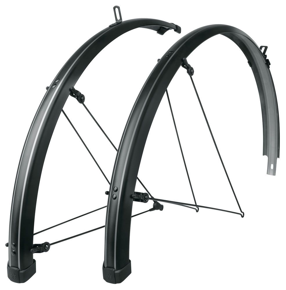 Sks bleumels strepen 45mm spatbordenset, zwart