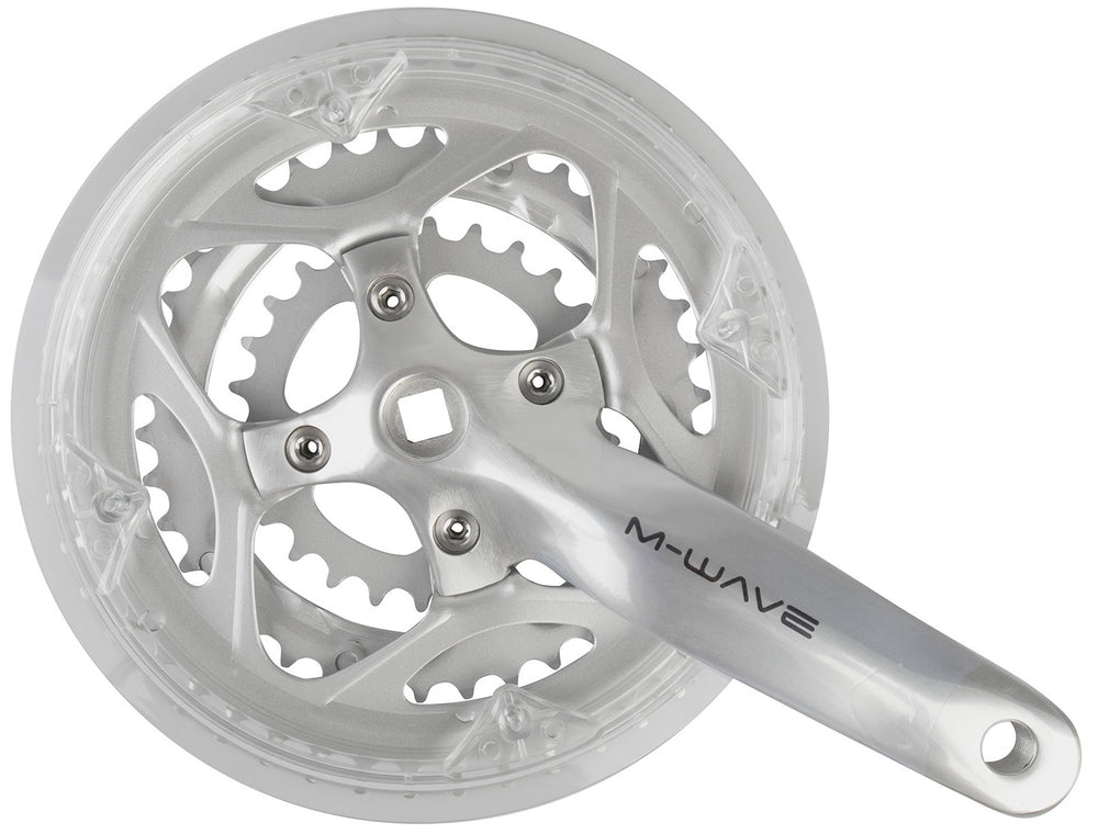 M-wave crankstel 26 38 48t 170mm vlak +0mm 7-8sp met kettingrand zilver
