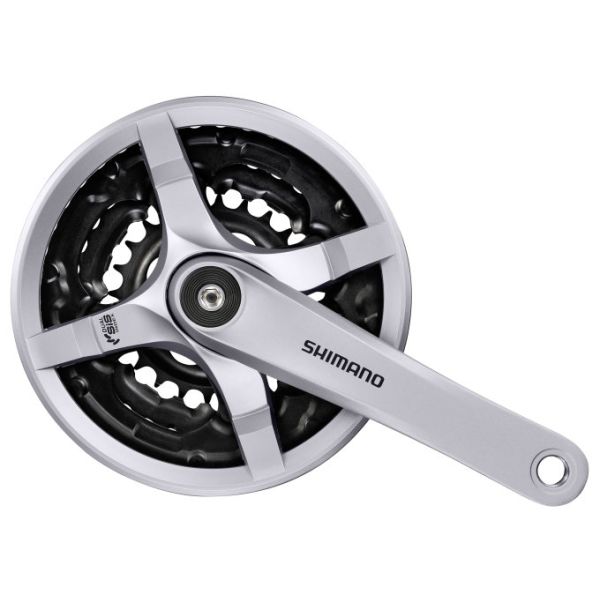 Shimano crankstel 6 7 8 speed tourney fc-ty501 met 170mm crankarm 42 x 34 x 24t met kettingscherm - zilver