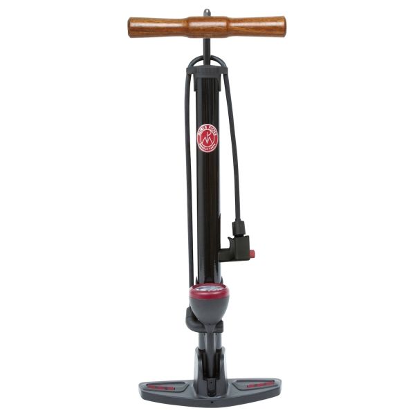 Mijnenpieper fietspomp rond retro druk met universele pompkop en nanometer - 165 psi 11 bar - zwart