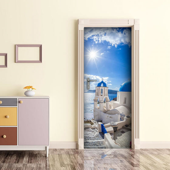 Egeïsche Zee Deursticker 83 x 210 cm Vinyl Wit blauw