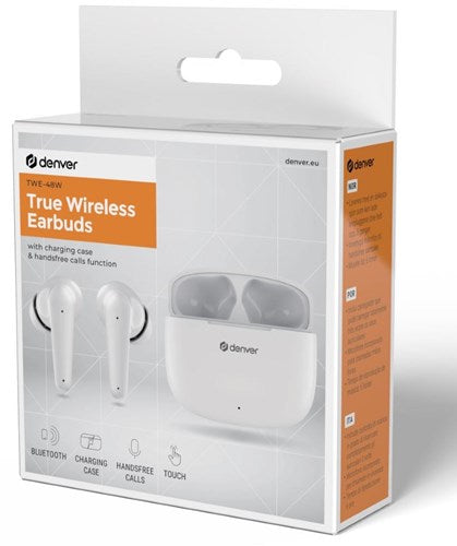 Enzo denver bluetooth draadloze earbuds compact + oplaadcase wit - 7120860