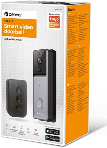 Enzo denver wifi video deurbel draadloos + plugin gong smart wi-fi tuya - 6991000