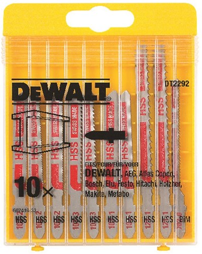 Dewalt accessoires dewalt dt2292 10 delig decoupeerzaagblad set in cassette - metaal