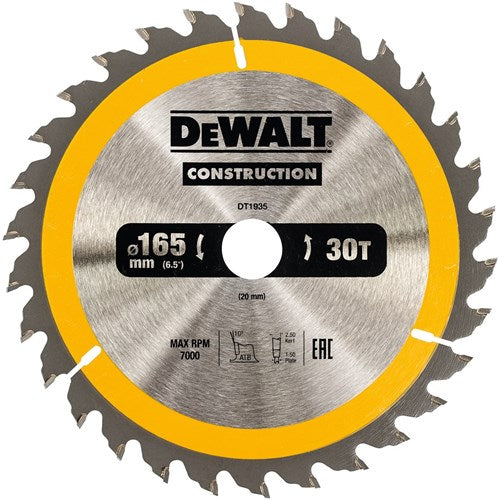 Dewalt accessoires dewalt dt1935 cirkelzaagblad - 165 x 20 x 30t - hout