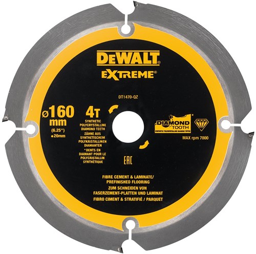 Dewalt extreme pcd serie - zaagblad - 160mm - vezelcement - polykristallijn diamant