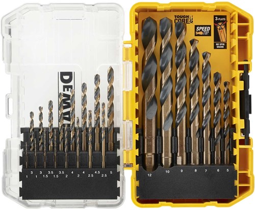 Dewalt accessoires dewalt dt70729-qz black gold metaalborenset - 23-delig - hss-g - split point 135° - in toughcase - voor metaal, hout en kunststof