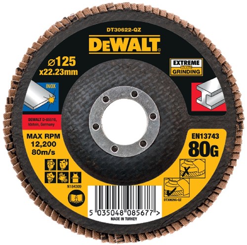 Dewalt accessoires lamellen schuurschijf extreme 125x22.2mm 80g - dt30622-qz - 1 stuk - dt30622-qz