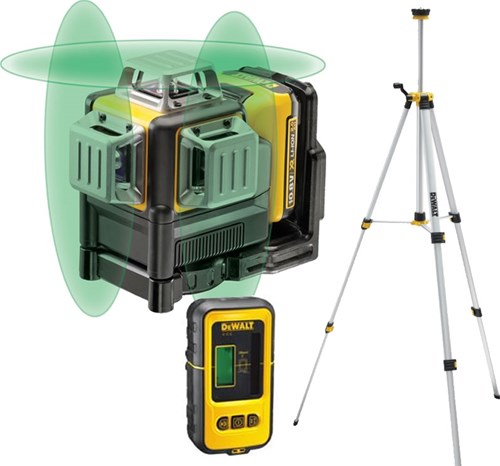 Dewalt dce089d1gtrid zelfnivellerende kruislijnlaser 10.8v - groene laser + statief en ontvanger