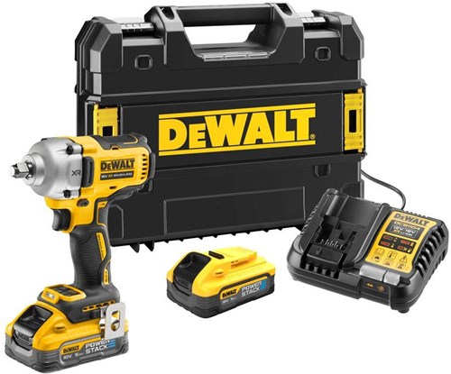 Dewalt dcf891h2t-qw | 18v xr brushless 1 2 slagmoersleutel frictiering aansluiting | 2x 5.0ah powerstack accu in tstak koffer - dcf891h2t-qw