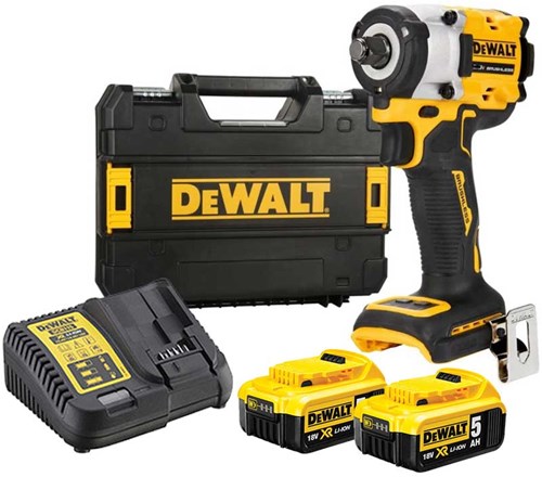 Dewalt dcf921p2t-qw | xr brushless compacte accu slagmoersleutel 18v 1 2 met frictiering in tstak (2x 5.0ah accu + lader) - dcf921p2t-qw