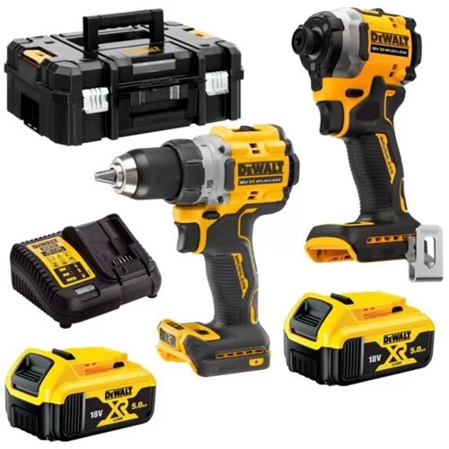 Dewalt dck2051p2t - 18v xr brushless twin kit dcd800 + dcf850 - 2x 5ah in tstak - dck2051p2t-qw