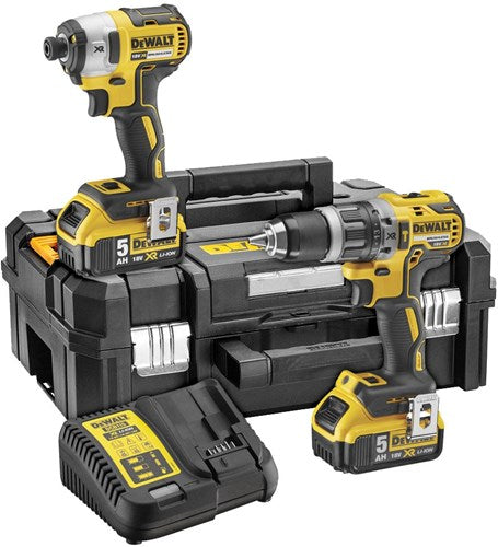 Dewalt dck266p2t accu set | dcd796 + dcf887 in t-stak koffer | 18v 5.0ah li-ion - dck266p2t-qw