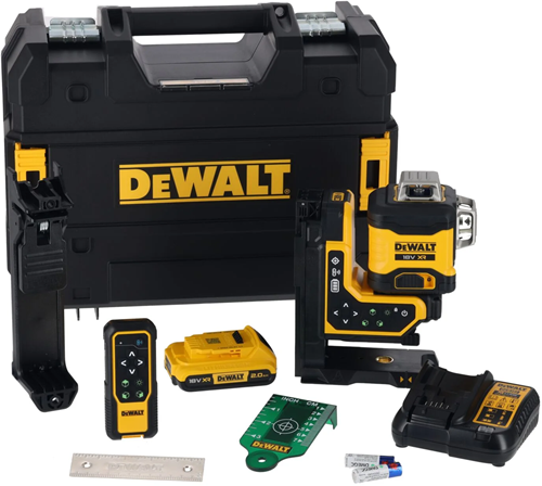 Dewalt dcle34035d1-qw kruislijnlaser | 3x360° | groene straal | + afstandsbediening | 18 volt | 1x 2.0ah li-ion + lader - dcle34035d1-qw