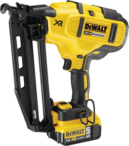 Dewalt dcn660p2-qw | xr brushless accu afwerktacker 18v 16ga in koffer (2x 5.0ah accu + lader) - dcn660p2-qw