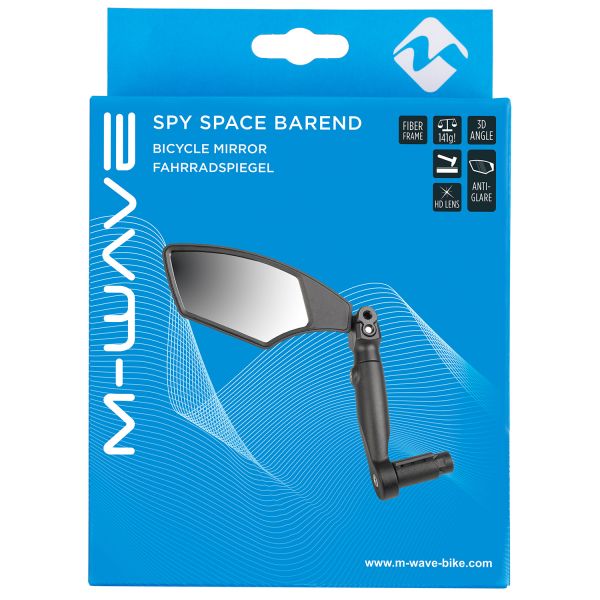 rétroviseur vélo gauche Barend verre fibre de verre noir argent