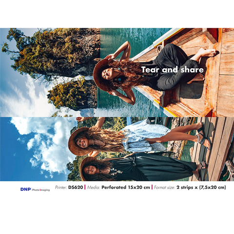 Dnp papier 2 rol � 200 st. 15x20 geperforeerd op 7,5x20 voor ds620