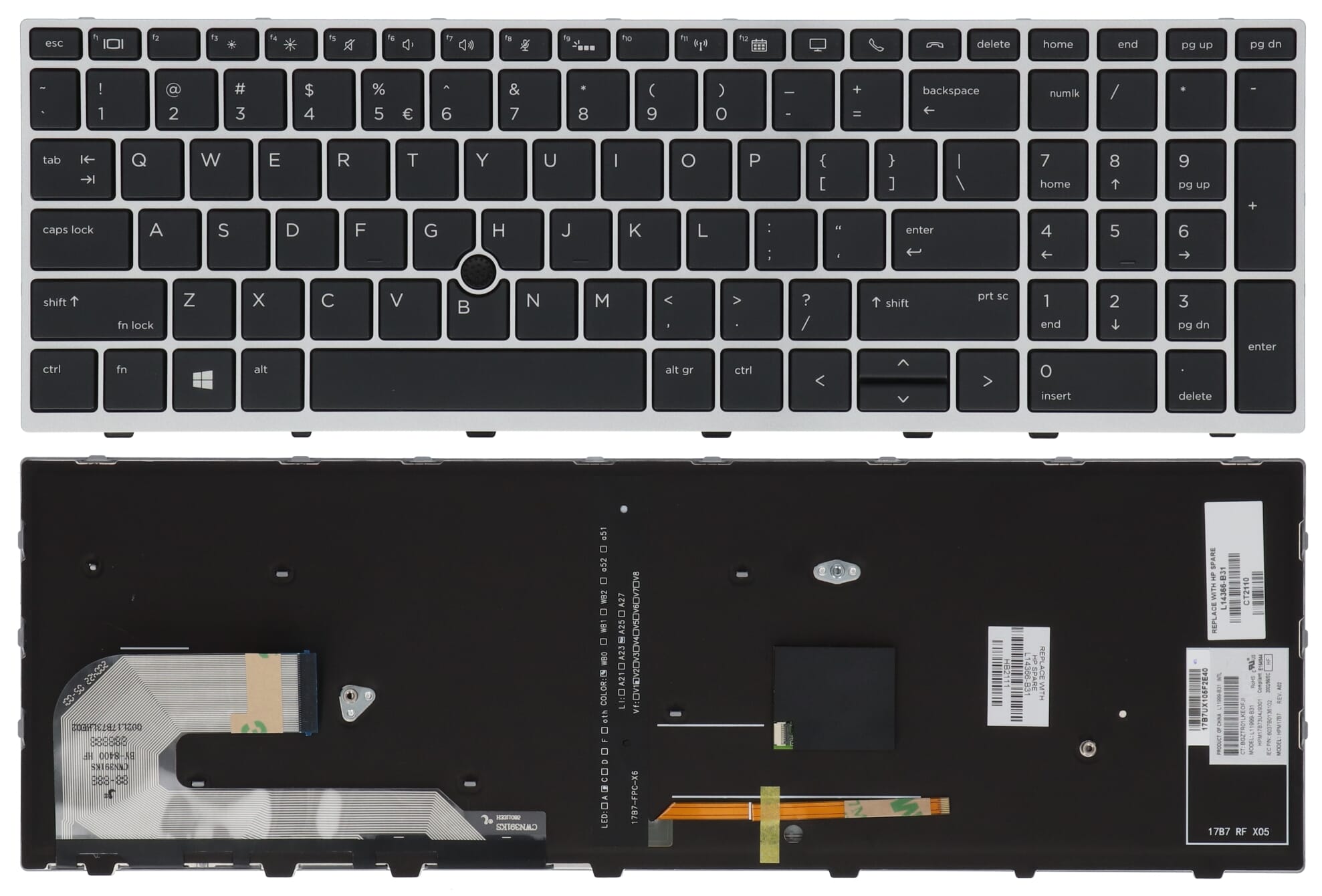 HP Laptop Toetsenbord Qwerty US + Achtergrondverlichting