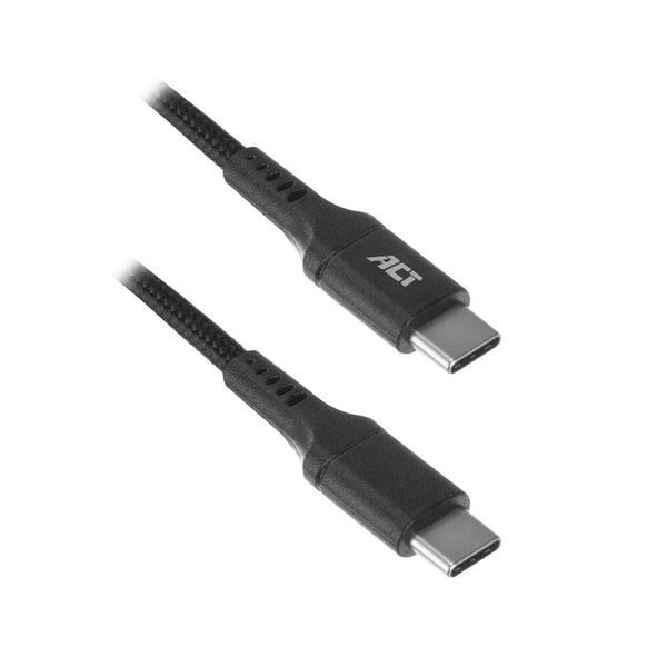 ACT USB-C male naar USB-C male laaden datakabel 1m nylon