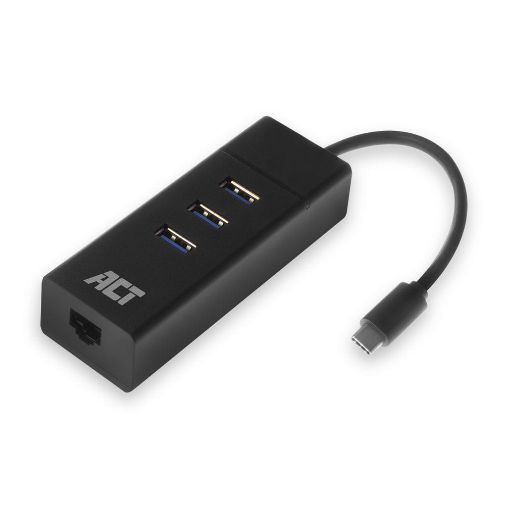 ACT USB-hub 3.0, 3 poorten, ethernet