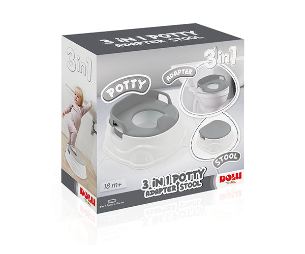 Dolu 3-in-1 educatief plaspotje met toiletverkleiner wit grijs