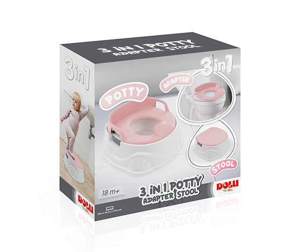 Dolu 3-in-1 educatief plaspotje met toiletverkleiner wit roze