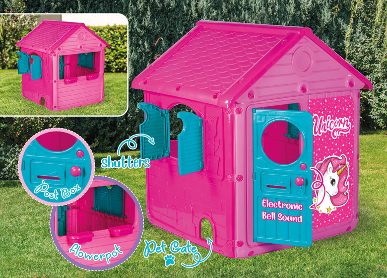 Mijn 1e Eenhoornhuis Speelhuisje met Deurbel Roze Blauw