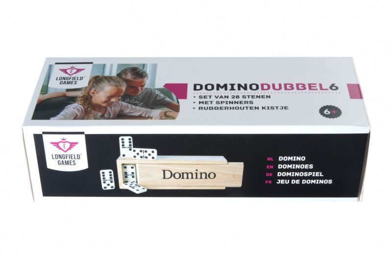 Angeltoys dominospel (dubbel 6) in houten kistje