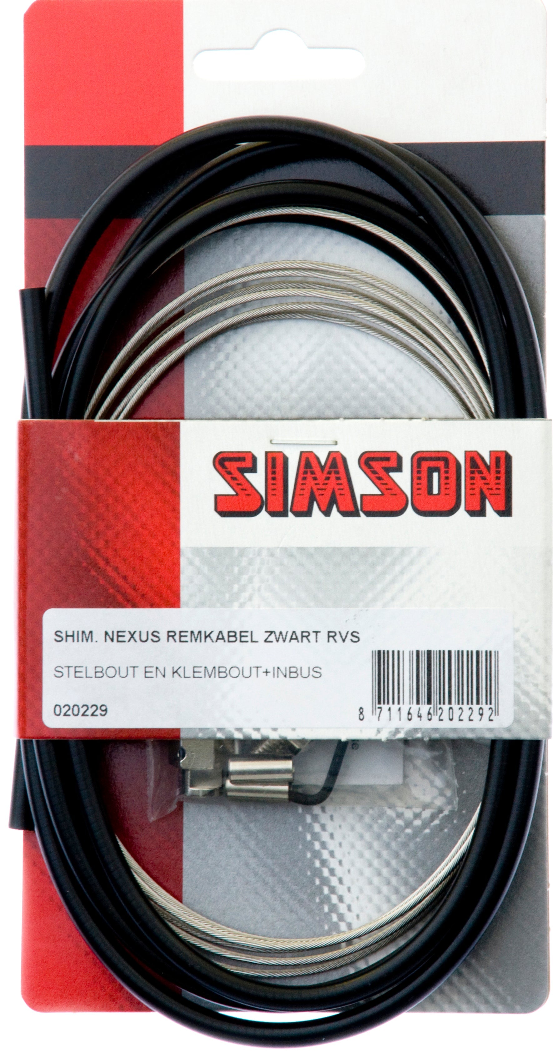 remkabelset Nexus rollerbrake 1600 2250 mm zwart zilver