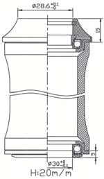 Tecora balhoofdstel zs44 28.6 zs44 30 1.1 8” zwart