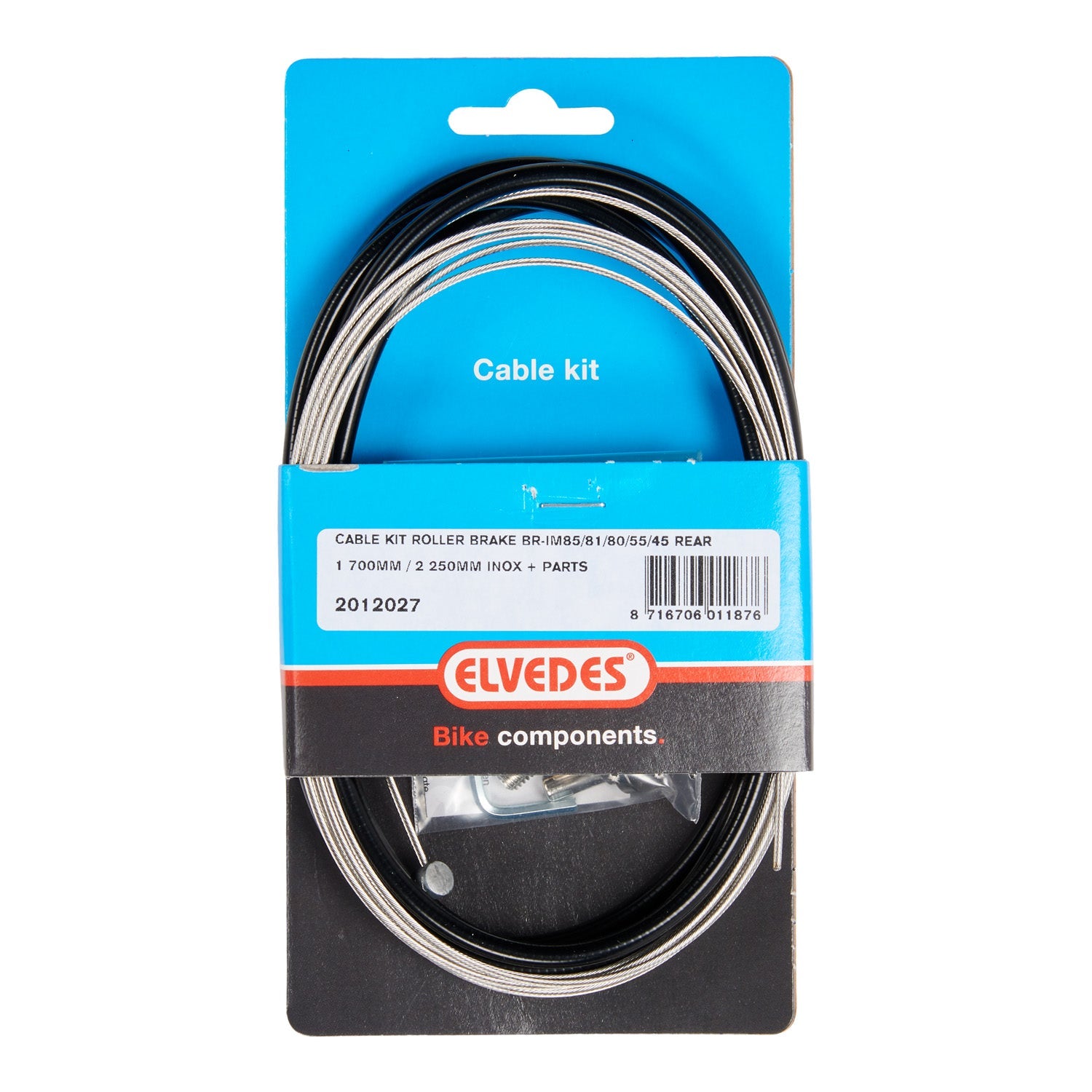 ELVEDES Roller Brake Cable Kit BR-IM85 81 55 45 1700mm 2250mm Stainless Steel Black (on card)